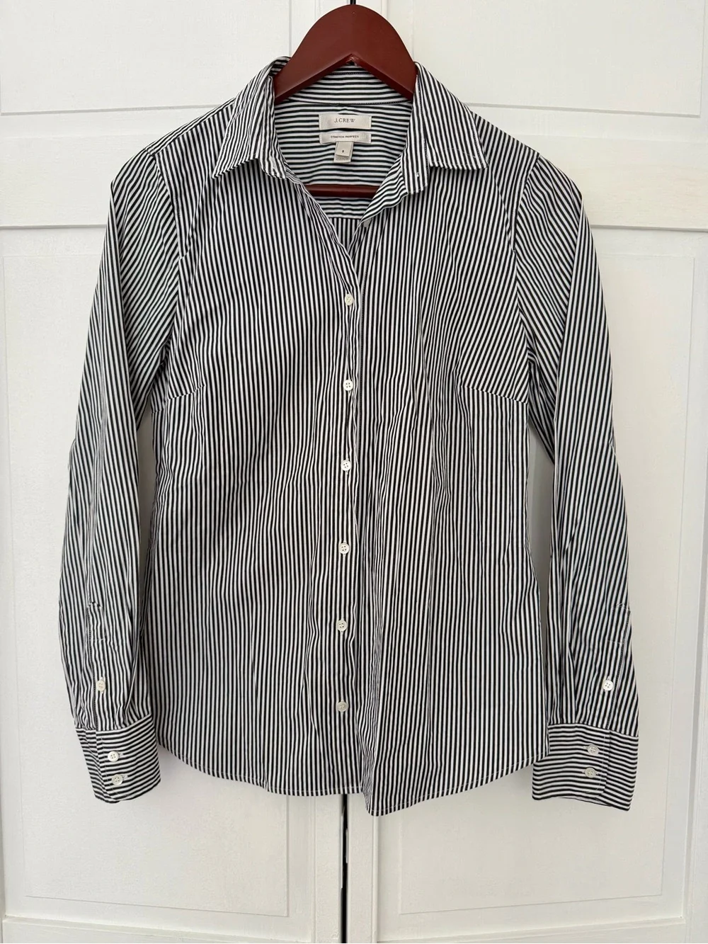 J Crew Women’s Black and White Stripe Button Down
